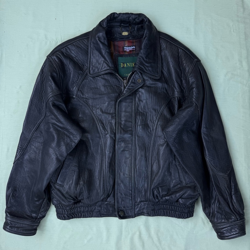 Danier Black Leather Jacket - size L